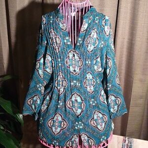 Charter Club XS Blue/Black Paisley like Blouse